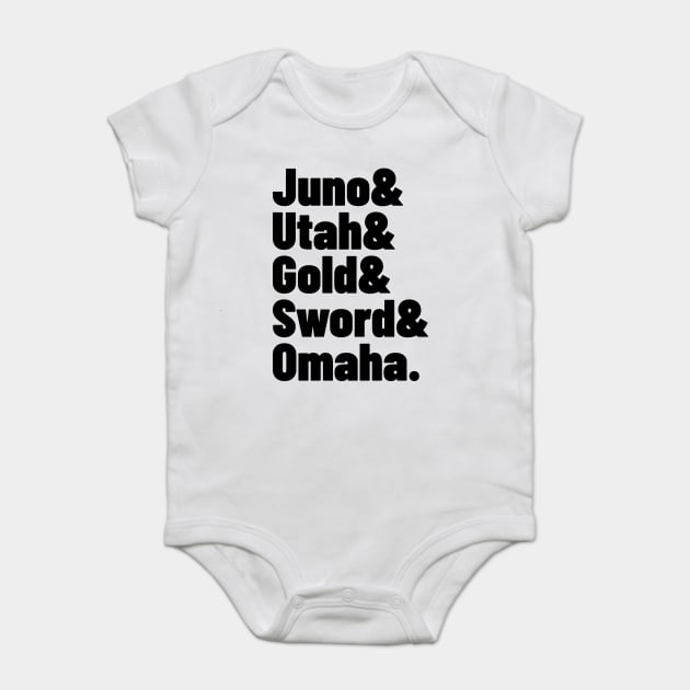 WWII History D-Day Beaches Juno Utah Gold Sword Omaha Baby Bodysuit by Yesteeyear